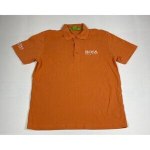 Hugo Boss Men S Orange SS Pique Cotton Luxury Logo Golf Polo Shirt Slim Fit